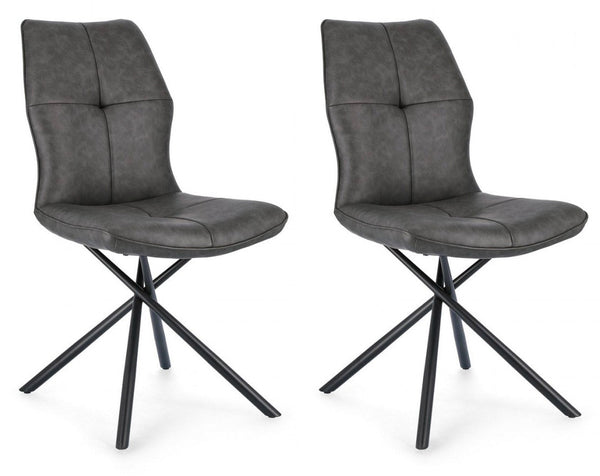 Set 2 Sedie 50x66x94h cm Kepler Pu Antracite online
