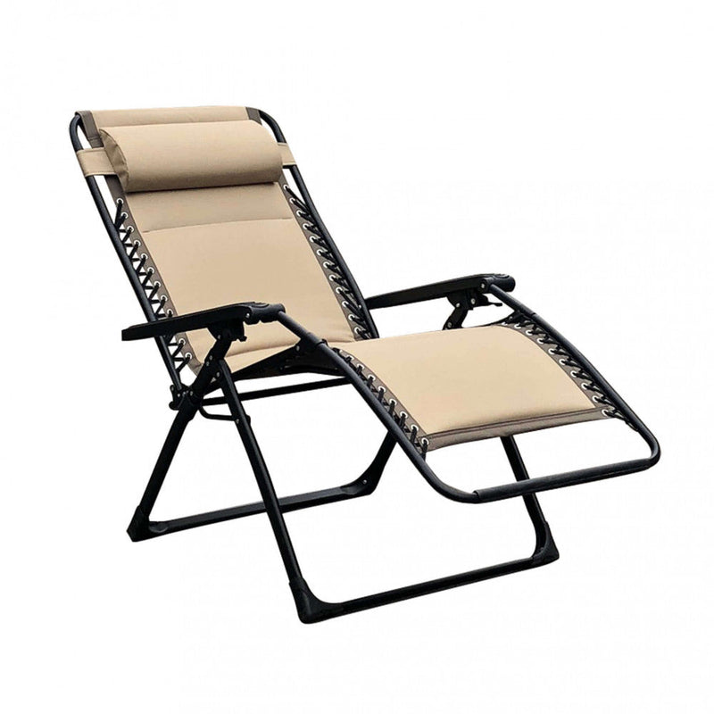 Sedia Sdraio Zero Gravity Reclinabile Pieghevole 165x79x117 h cm in Metallo e Oxford Marrone