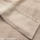 Set Spugna 4 Pezzi Asciugamani Viso + Ospite con Balza e Trina di Lino Garrini Bryanna Denim