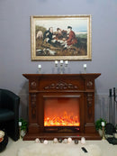 Camino Elettrico da Pavimento 102x120x33 cm Effetto Fiamma 1500W Siena Marrone