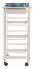 Carrello da Cucina Salvaspazio 37x37x76 cm 3 Ceste in Legno Soriani Zig Zag Bianco