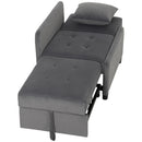 Poltrona Letto Singolo 4 in 1 72,5x89,5x83 cm Estraibile Trapuntata e Reclinabile in Velluto Grigio Scuro      
