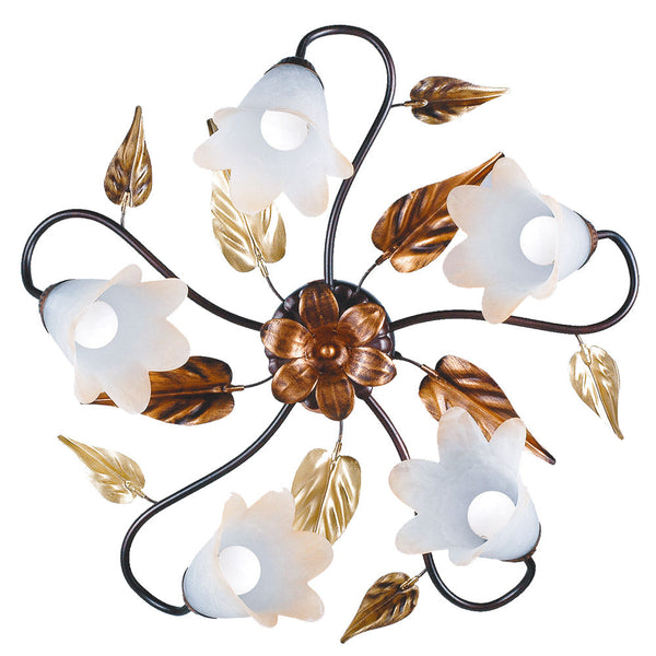 Deckenleuchte 5xE14 Kupfer Braun Rahmen Weiß Amber Shaded Glass E-Energy Giulia prezzo