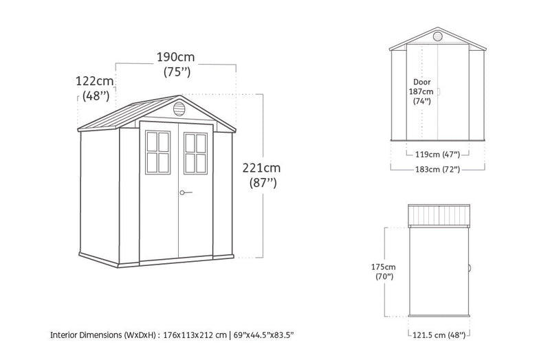 Casetta da Giardino Porta Attrezzi 190x122x221 cmin Evotech+ Keter Darwin 6x4 Marrone
