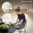Set 2 Sedie da Pranzo in Stile Nordico con Schienale Curvato in Plastica e Legno Bianco 