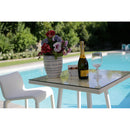 Tavolino Bar da Giardino in Polyrattan Quadrato 70x70x107cm Adila Bianca