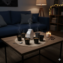 Set 6 Tazzine da caffè Accartocciati Neri con Lattiera Bianca in Gres Kaleidos