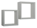 Set 2 Mensole Cubo da Parete Quadrato in Fibra di Legno Ginevra Grigio Sasso