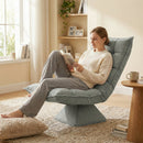 Poltrona Relax Girevole 360° con Schienale Regolabile in 5 Posizioni in Tessuto Effetto Velluto Grigio Chiaro      