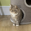 Cuccia per Gatti Tiragraffi 3 Ripiani Ø38x70 cm in Sisal e Peluche Grigio Chiaro