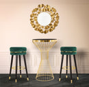 Sgabello Bar Paris Ø35x74 cm in Legno e Tessuto Vellutato Verde