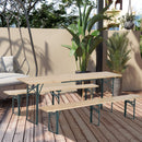 Set Birreria Pieghevole Tavolo con 2 Panche in Legno di Abete 
