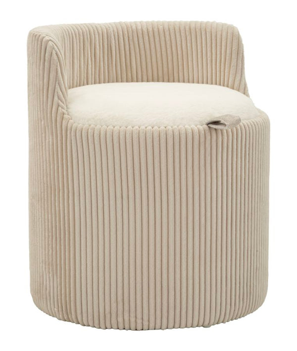 Puff da Toletta Dublino con Contenitore Ø47x53 cm in MDF e Spugna e Poliestere Bianco sconto