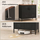 Credenza Stile Industriale 80x40x80 cm a 2 Ante con Ripiano Regolabile in Metallo Nero      
