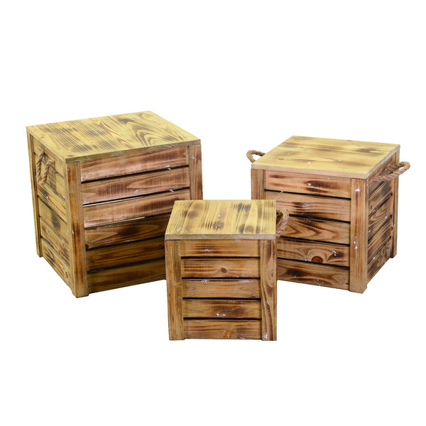 Set 3 Hocker aus Holz 42x42H43,5cm Adami Natural online