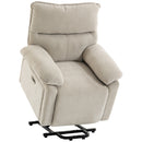 Poltrona Relax Alzapersona 82x88x96 cm con Massaggio a 8 Punti Riscaldamento Telecomando e Poggiapiedi in Ciniglia Crema      