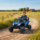 Macchina Elettrica per Bambini UTV 12V con Cintura Telecomando Sospensioni USB 3-7 km/h Blu      