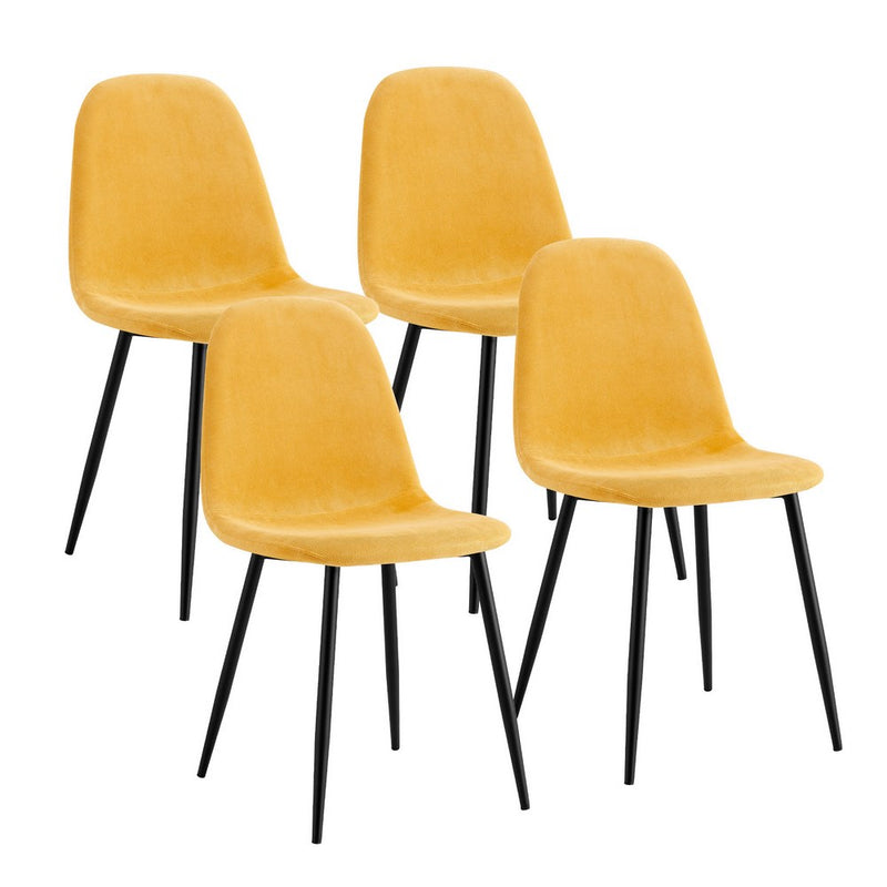 Set 4 Sedie da salotto Imbottite in Tessuto Bella Gialle