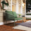 Divano da Giardino 2 Posti Stile Boho con Cuscini Sfoderabili in Rattan PE Verde  