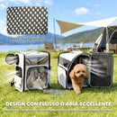 Trasportino per Cani e Gatti 34x28x43 cm con Ruote Manico Telescopico e 2 Finestre in Rete per Animali Fino a 5 kg Grigio      