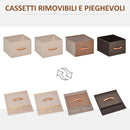 Cassettiera 4 Cassetti Pieghevoli 31x29x99 cm in Tessuto e Struttura in Legno e Metallo Multicolore      