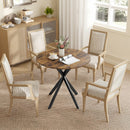 Tavolo da Pranzo Rotondo Stile Industriale Ø80x75 cm con Piano in Truciolare e Gambe a Croce in Acciaio Marrone Rustico      