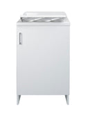 Mobile Lavatoio 1 Anta in Nobilitato 45x50x85 cm Vasca in PP con Asse in Resina e Kit di Scarico Bianco
