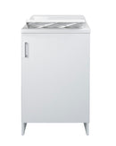 Mobile Lavatoio 1 Anta in Nobilitato 45x50x85 cm Vasca in PP con Asse in Resina e Kit di Scarico Bianco