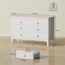 Cassettiera per Camera da Letto a 6 Cassetti 120x40x78 cm con Maniglie in Finta Pelle in Legno Bianco  