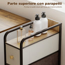Cassettiera Salvaspazio 20x47x84,5 cm con 4 Cassetti Pieghevoli in Tessuto Acciaio e Legno Multicolore      