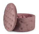 Pouf Contenitore Porta Scarpe Ø 70x40 cm Ernestine in Tessuto Rosa Antico