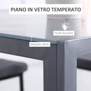 Tavolo Quadrato 75x75x75 cm in Metallo e Vetro Temperato Grigio