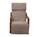 Sedia a Dondolo in Tessuto e Legno con Cuscino e Poggiapiedi 67x130xH95cm Crema