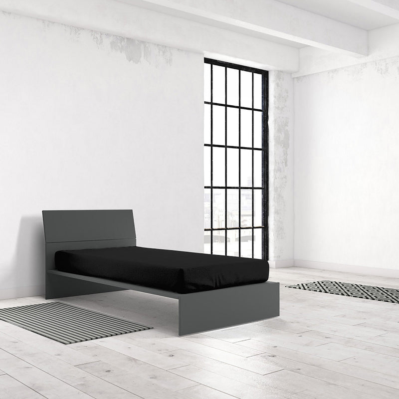 Lenzuolo Sotto con Angoli ed Elastico Tinta Unita Nero