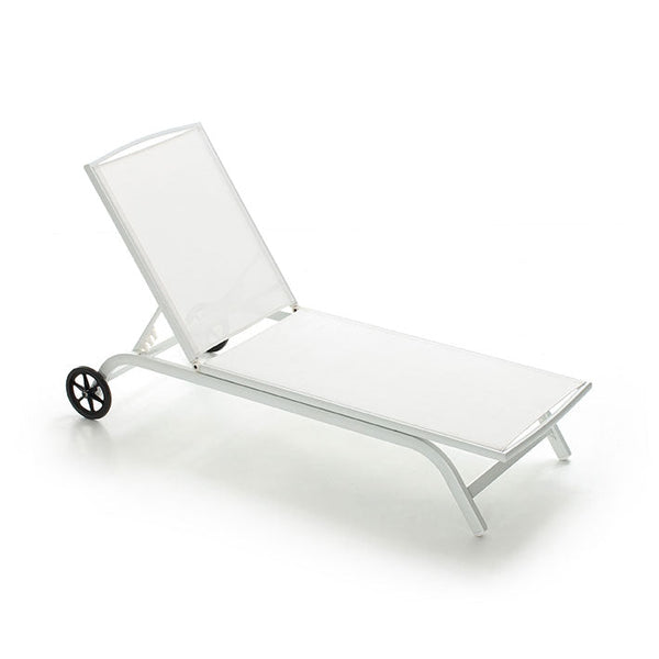 prezzo Liegende Garten-Sonnenliege aus Aluminium und Textilene mit Rädern Taddei Egeo White