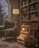 Sgabello Scaletta 60x40x46 cm in Legno Naturale