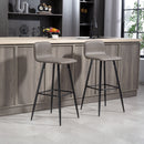 Set 2 Sgabelli da Bar con Schienale Basso e Poggiapiedi 44x44x95 cm in PU Marrone Scuro 