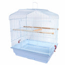 Gabbia Voliera per Uccelli 46,5x35,5x65,5 cm con 2 Mangiatoie in Ferro e Plastica Bianco  