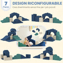 Set 7 Costruzioni Morbide per Bambini da 0,5-3 Anni con Base Antiscivolo in Schiuma e Velluto Blu      