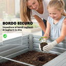Set di 2 Aiuole Rialzate con Bordo Sicuro per Orto in Metallo Galvanizzato Argento      