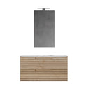 Mobile bagno sospeso 100 cm Rovere Alba ondulato Denver con Specchio Bonussi