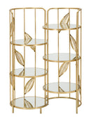 Libreria Leaf Double 73x90x35 cm in Ferro e MDF Oro