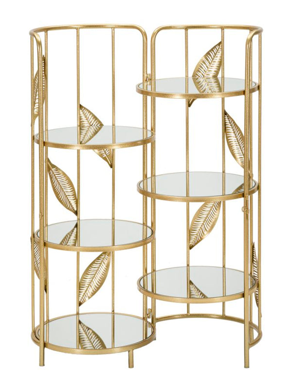 Libreria Leaf Double 73x90x35 cm in Ferro e MDF Oro online