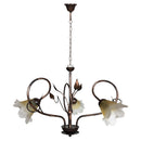 Lampadario 3xE14 Montatura Marrone Rame Oro Vetro Satinato Sfumato Ambra E-Energy Melania
