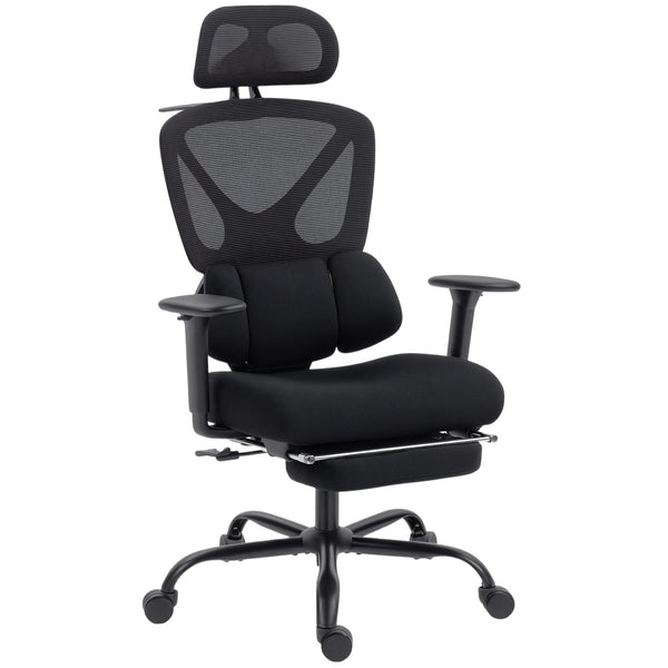 Sedia da Ufficio Ergonomica e Traspirante 73x75x120-128 cm con Supporto Lombare Dinamico e Poggiapiedi Nero sconto