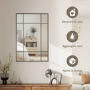 Specchio da Parete Stile Finestra 90x60 cm con Montaggio Verticale e Orizzontale in Vetro Nero      