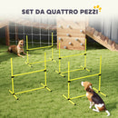 Set 4 Ostacoli Agility Dog per Addestramento Cani ad Altezza Regolabile con Borsa da Trasporto Giallo      
