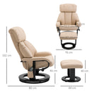 Poltrona Relax Reclinabile 76x80x102 cm Massaggiante con Pouf Poggiapiedi e Telecomando Struttura in Legno Crema      