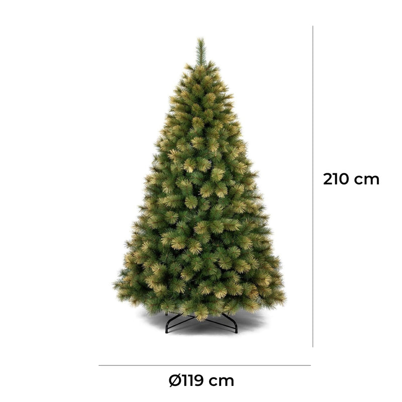 Albero di Natale Artificiale Realistico Folto 210 cm 757 Rami Verde Punte Oro