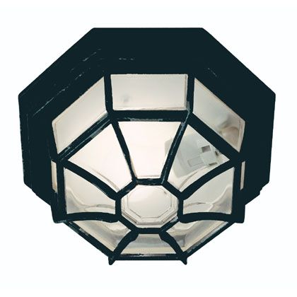 Achteckige schwarze Deckenleuchte für die Außenwand Sovil Line sconto